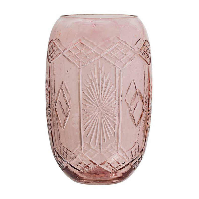 Etched Rose Pink Vase - Sootheandsage.com