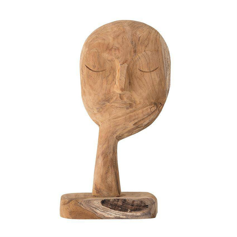 Teak Wood Resting Face Sculpture - Sootheandsage.com