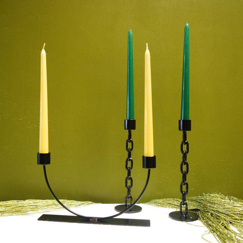 "U" Black Candlestick Holder - Sootheandsage.com