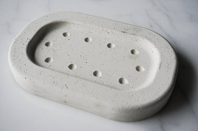 White Minimalist Concrete Soap Dish - Sootheandsage.com