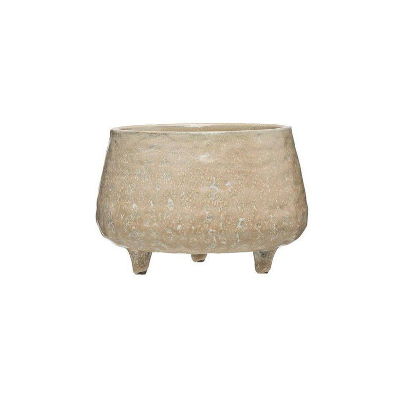 Beige Stoneware Footed Planter - Hold 4&