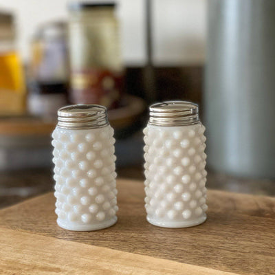 Milk Glass Hobnail Salt & Pepper Shakers - Set of 2 - Sootheandsage.com