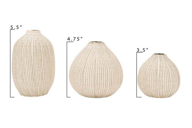 White & Black Textured Vases - Set of 3 - Sootheandsage.com