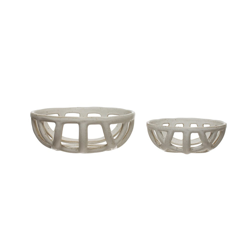 Stoneware Basket Bowls - Set Of Two - Sootheandsage.com