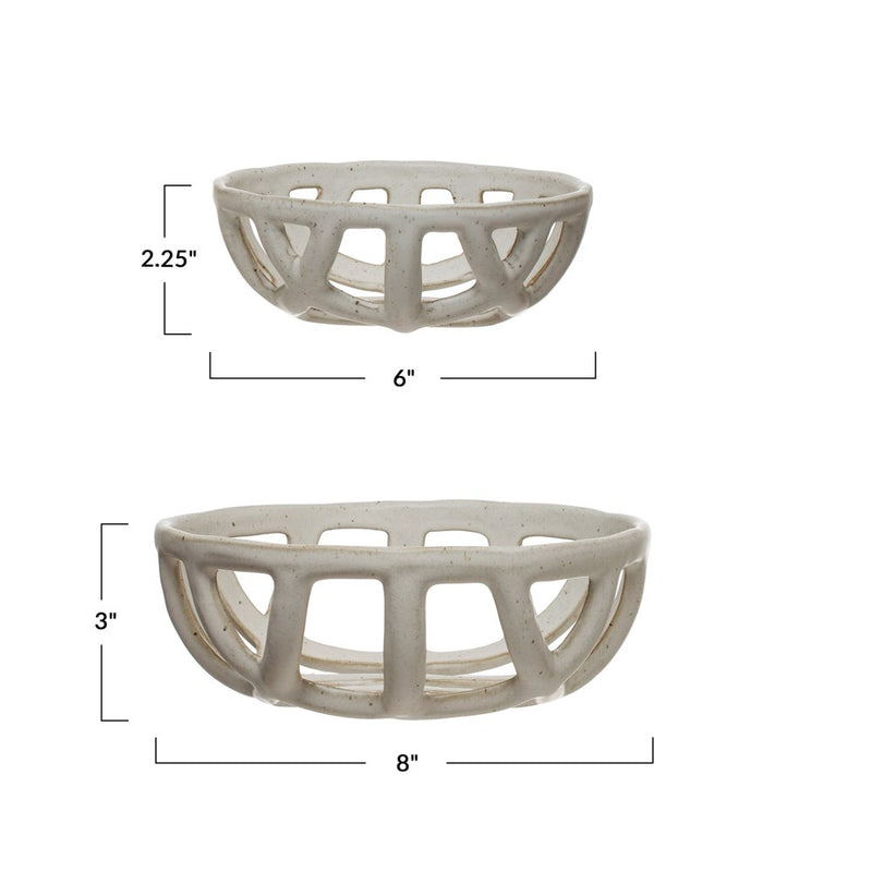 Stoneware Basket Bowls - Set Of Two - Sootheandsage.com