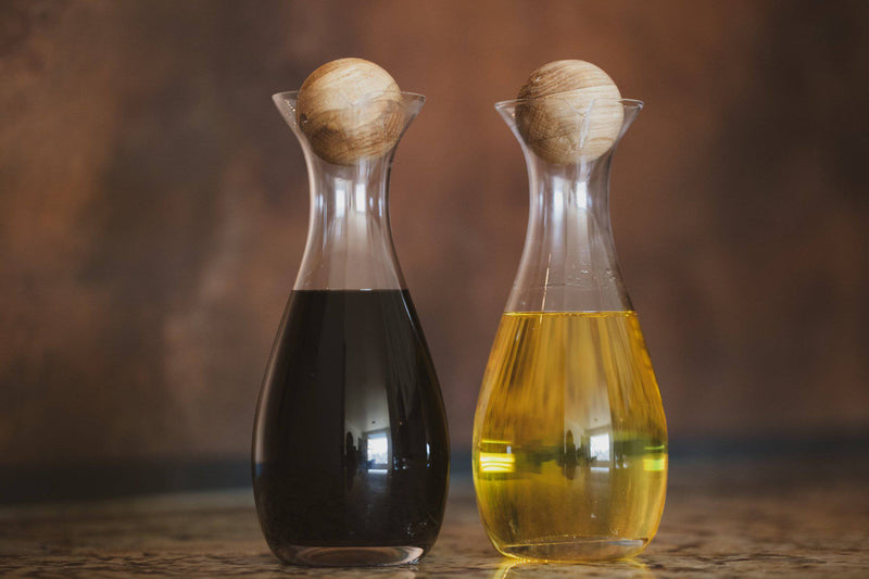 Glass & Oak Oil & Vinegar Set - Sootheandsage.com